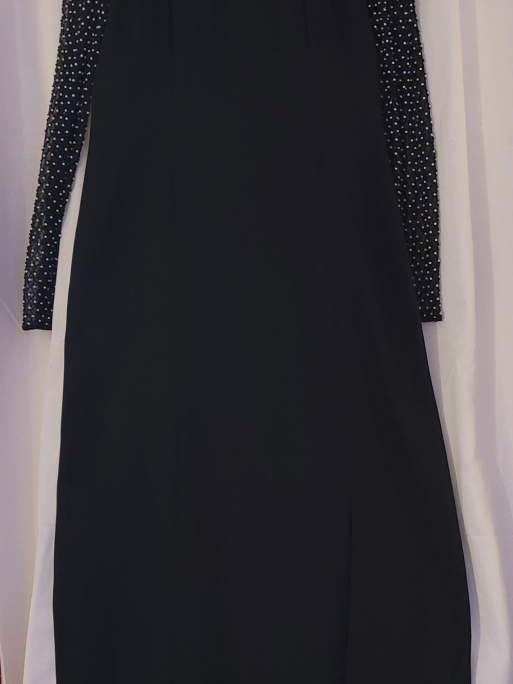 Hannah Lynn Black Long Sleeve Beaded Evening Dress